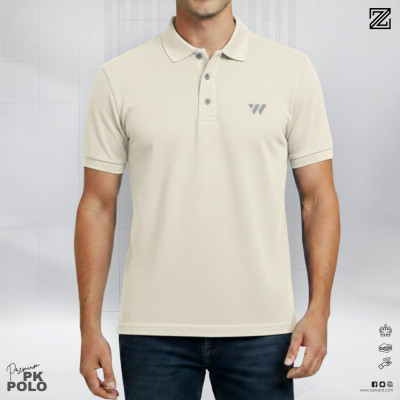 Premium Double PK Cotton Polo-Cream
