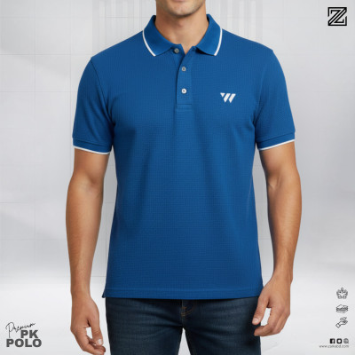 Premium Double PK Cotton Polo-Royal Blue