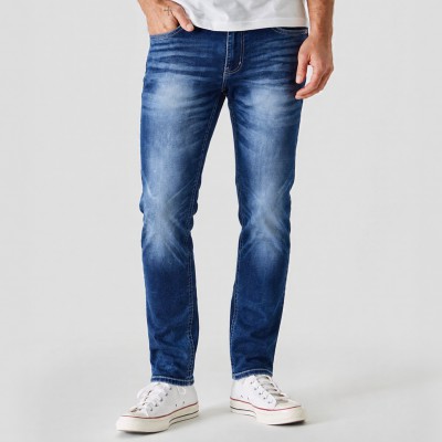 Premium Vintage Wash Slim-Fit Blue Jeans for Men